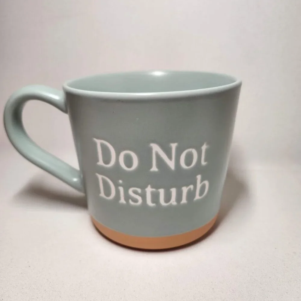 NEW DO NOT DISTURB Coffee Tea Mug Cup 15 Oz Stoneware Mint & Brown By Threshold